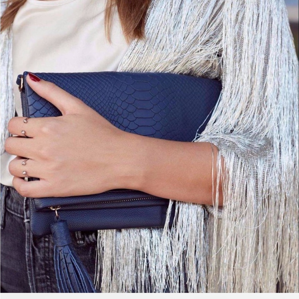 Curateur Box Elegant Navy Blue Clutch Crossbody bag laptop case Classic career